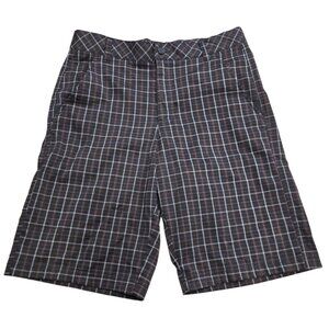FILA Sport Golf Flat Front Black Plaid Shorts Men's 32 W Stretch Polyester Blend